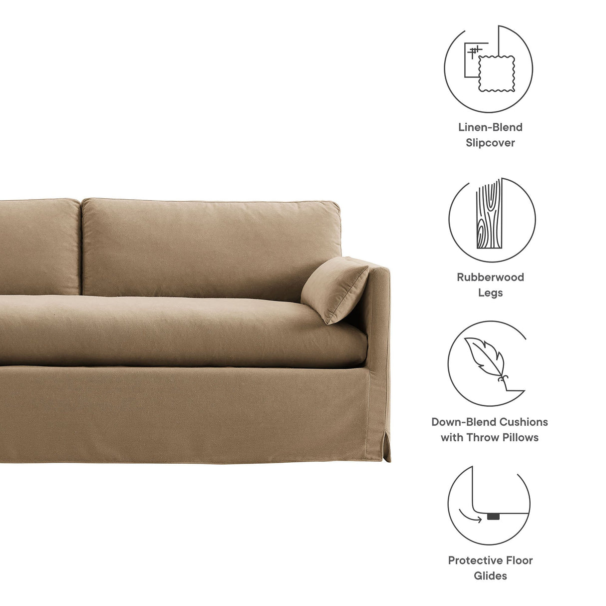 Refined Contemporary Slipcovered Fabric Sofa