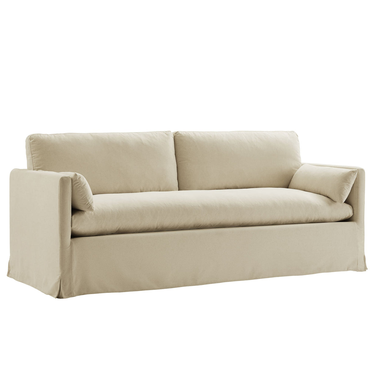 Refined Contemporary Slipcovered Fabric Sofa
