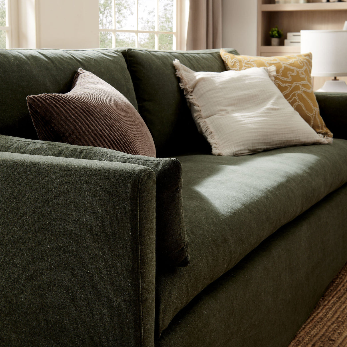 Refined Contemporary Slipcovered Fabric Sofa