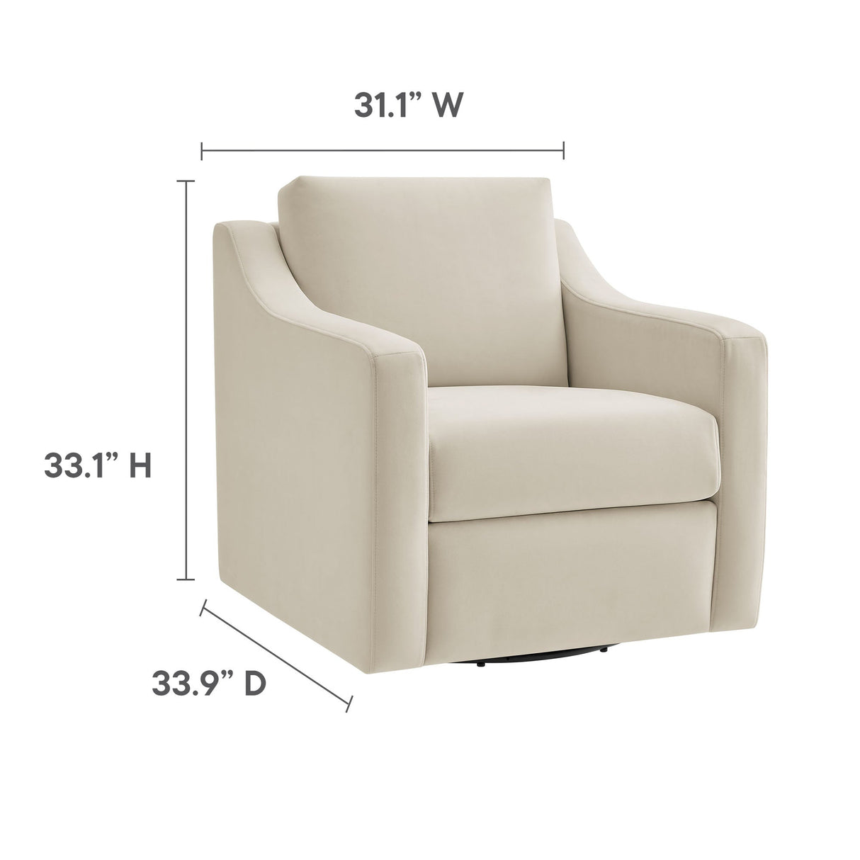 32 Inch Performance Velvet Swivel Armchair