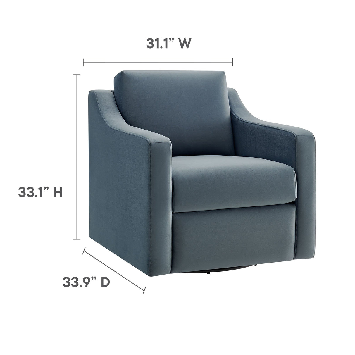 32 Inch Performance Velvet Swivel Armchair