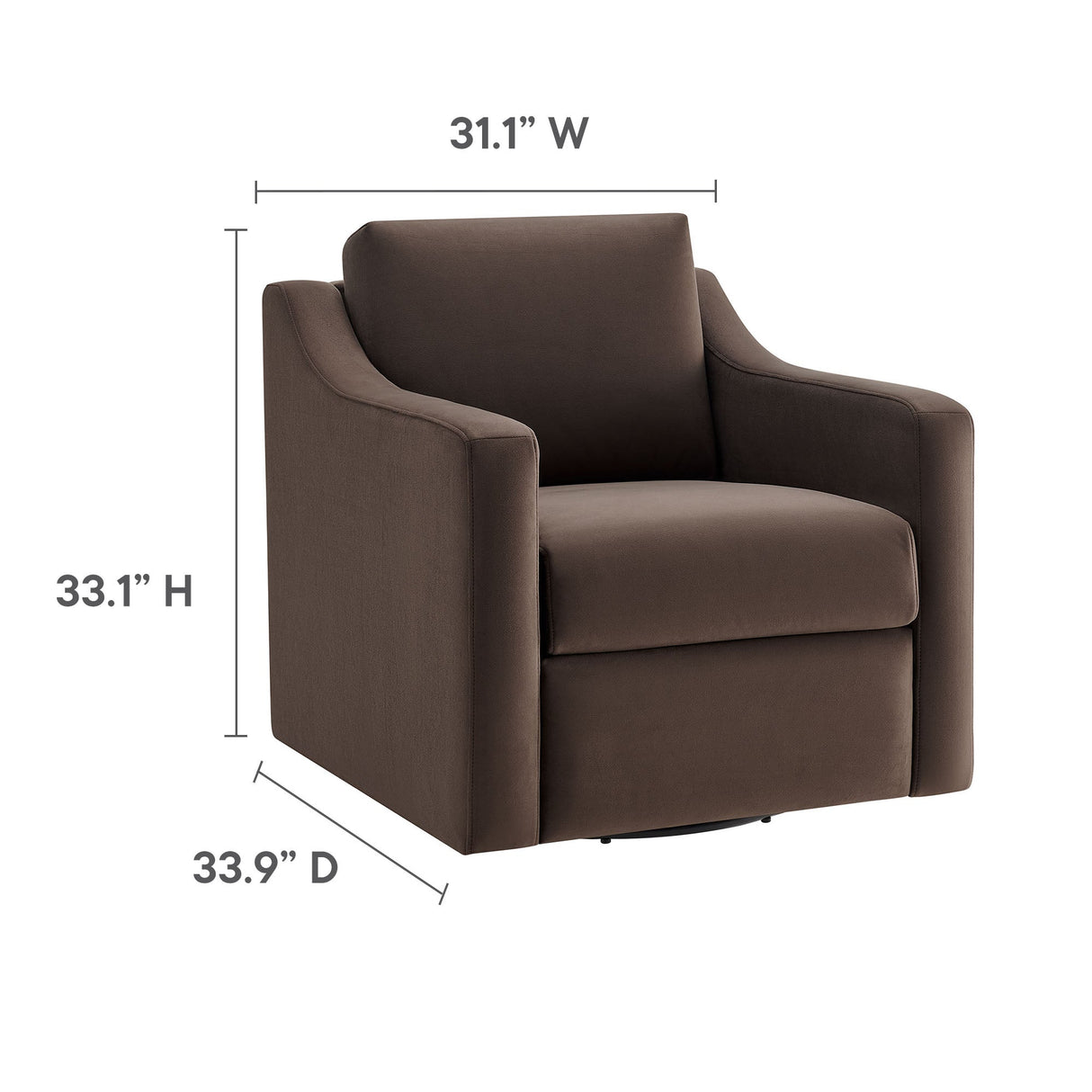 32 Inch Performance Velvet Swivel Armchair