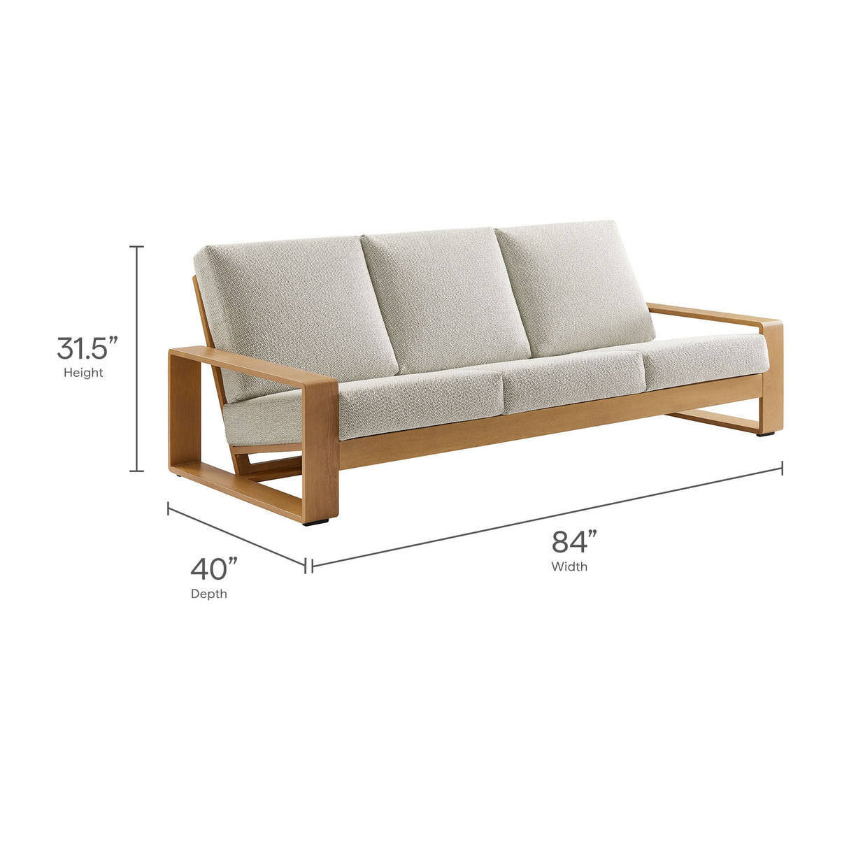 4-Piece Modern Aluminum Faux Wood Outdoor Patio Conversation Furniture Set