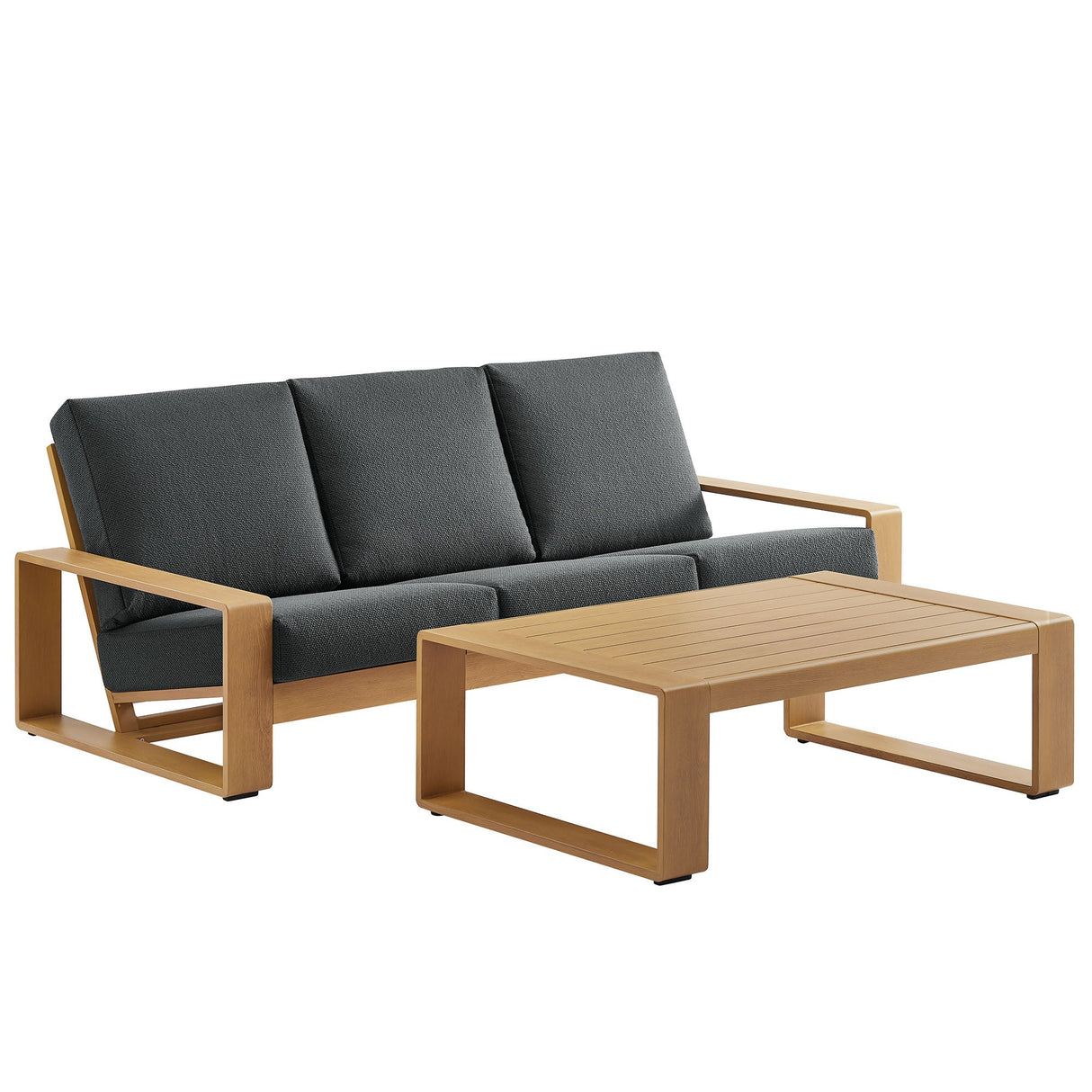 Modern Aluminum Faux Wood Outdoor Patio Furniture Set for Backyard and Deck