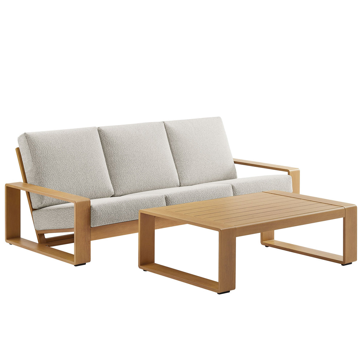 Modern Aluminum Faux Wood Outdoor Patio Furniture Set for Backyard and Deck