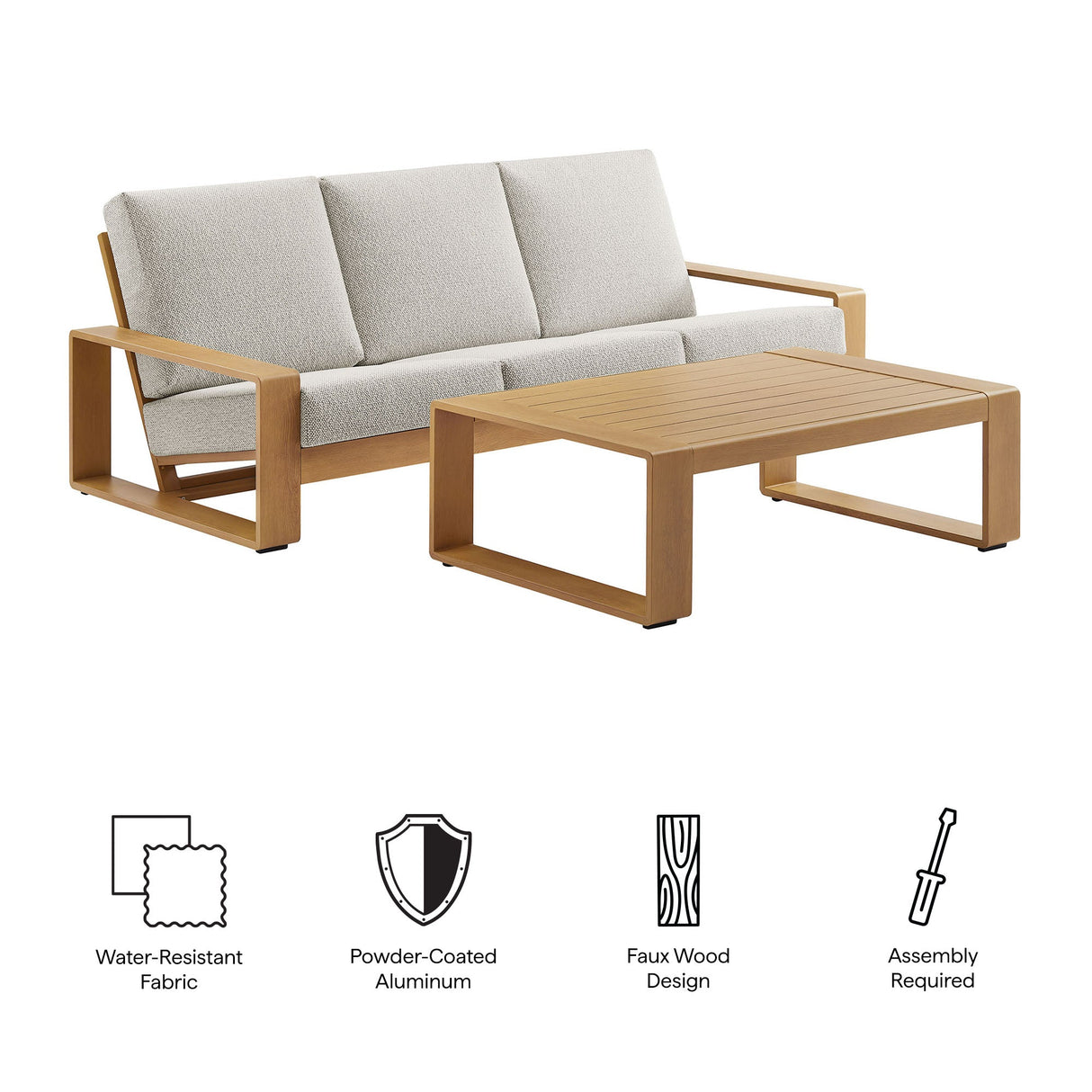 Modern Aluminum Faux Wood Outdoor Patio Furniture Set for Backyard and Deck