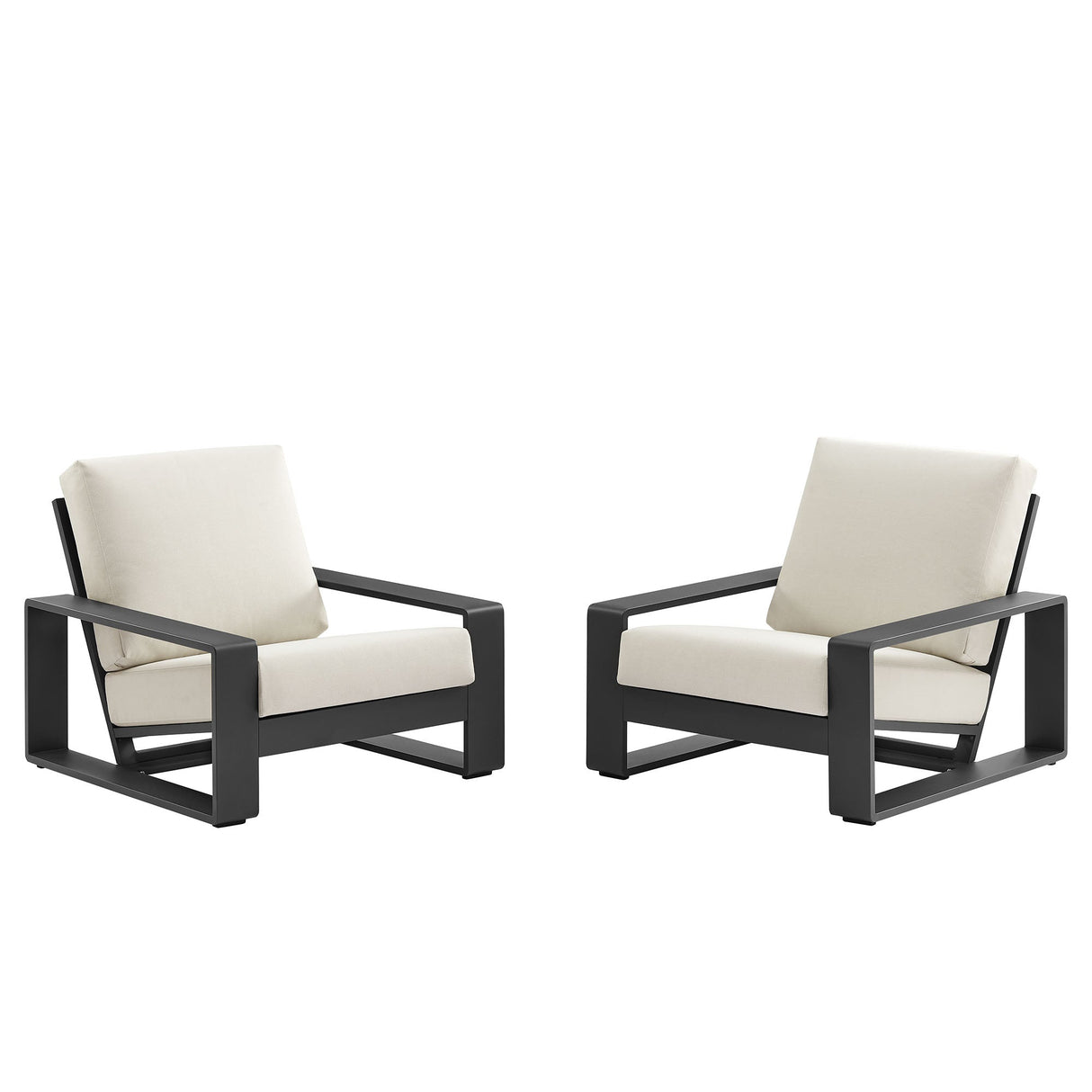 2-Piece Aluminum Outdoor Armchair Set for Patio, Deck and Garden Seating