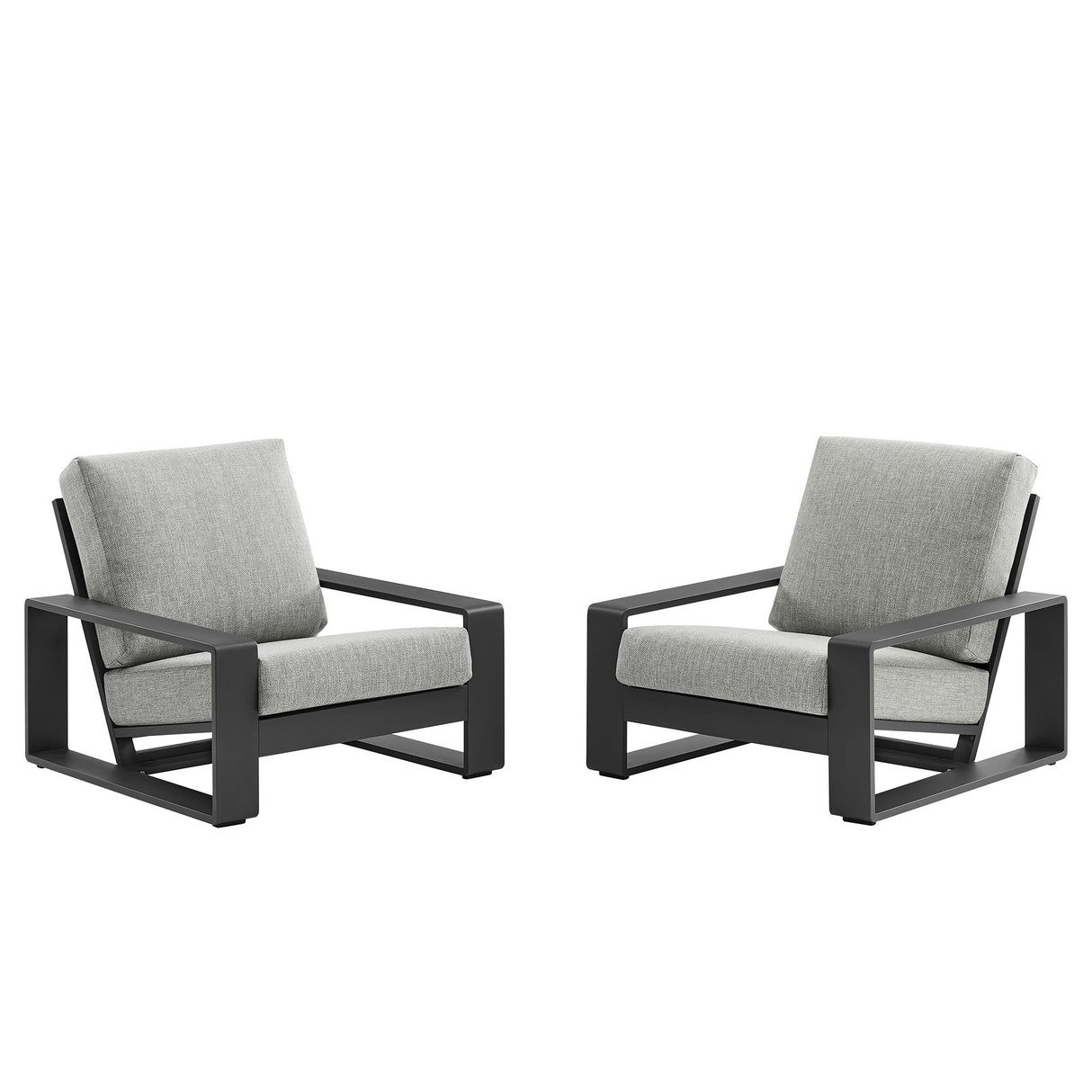 2-Piece Aluminum Outdoor Armchair Set for Patio, Deck and Garden Seating
