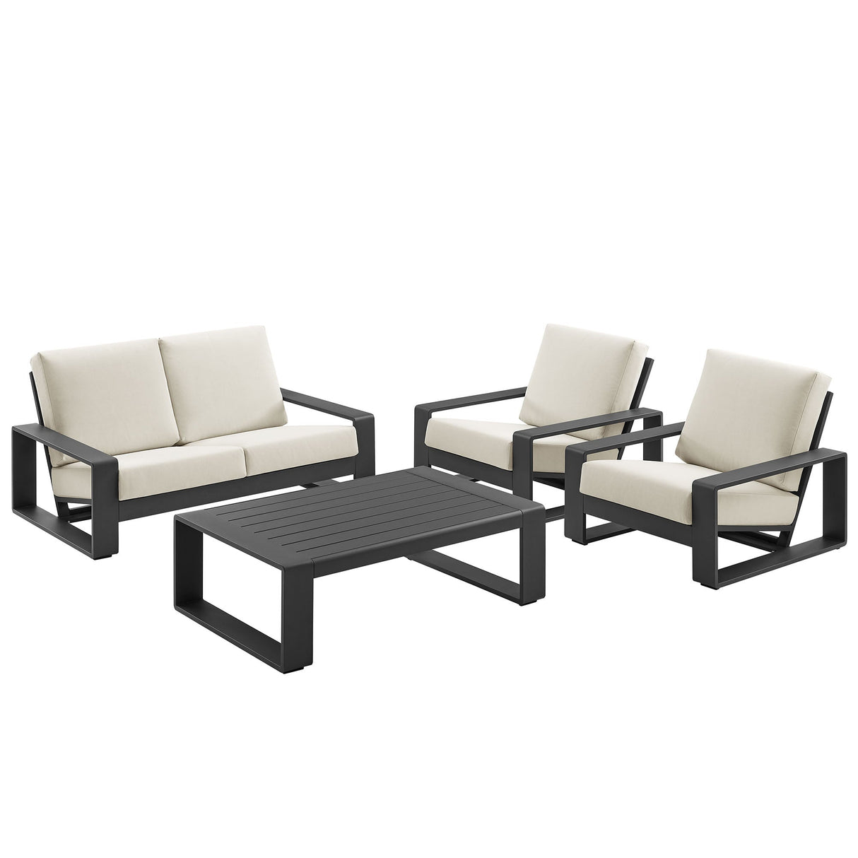 4-Piece Aluminum Patio Conversation Set for Outdoor Use - Compact Cozy Seating