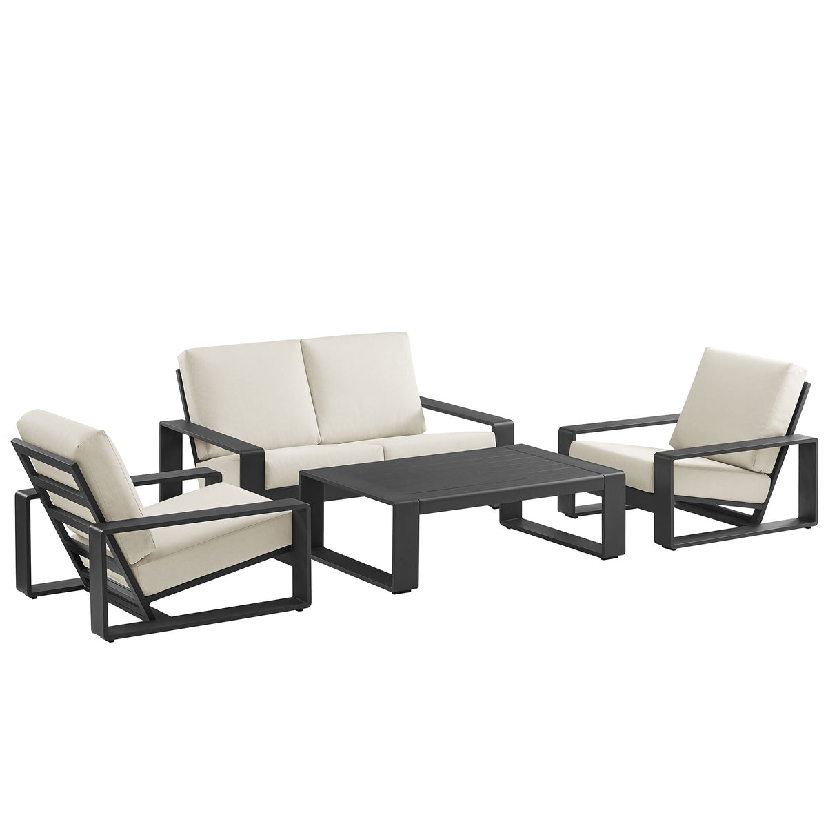 4-Piece Aluminum Patio Conversation Set for Outdoor Use - Compact Cozy Seating