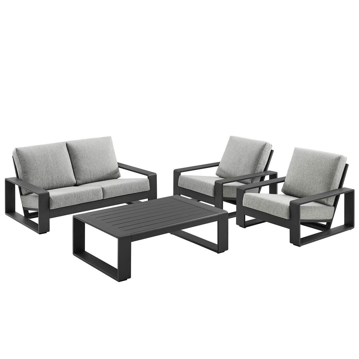 4-Piece Aluminum Patio Conversation Set for Outdoor Use - Compact Cozy Seating