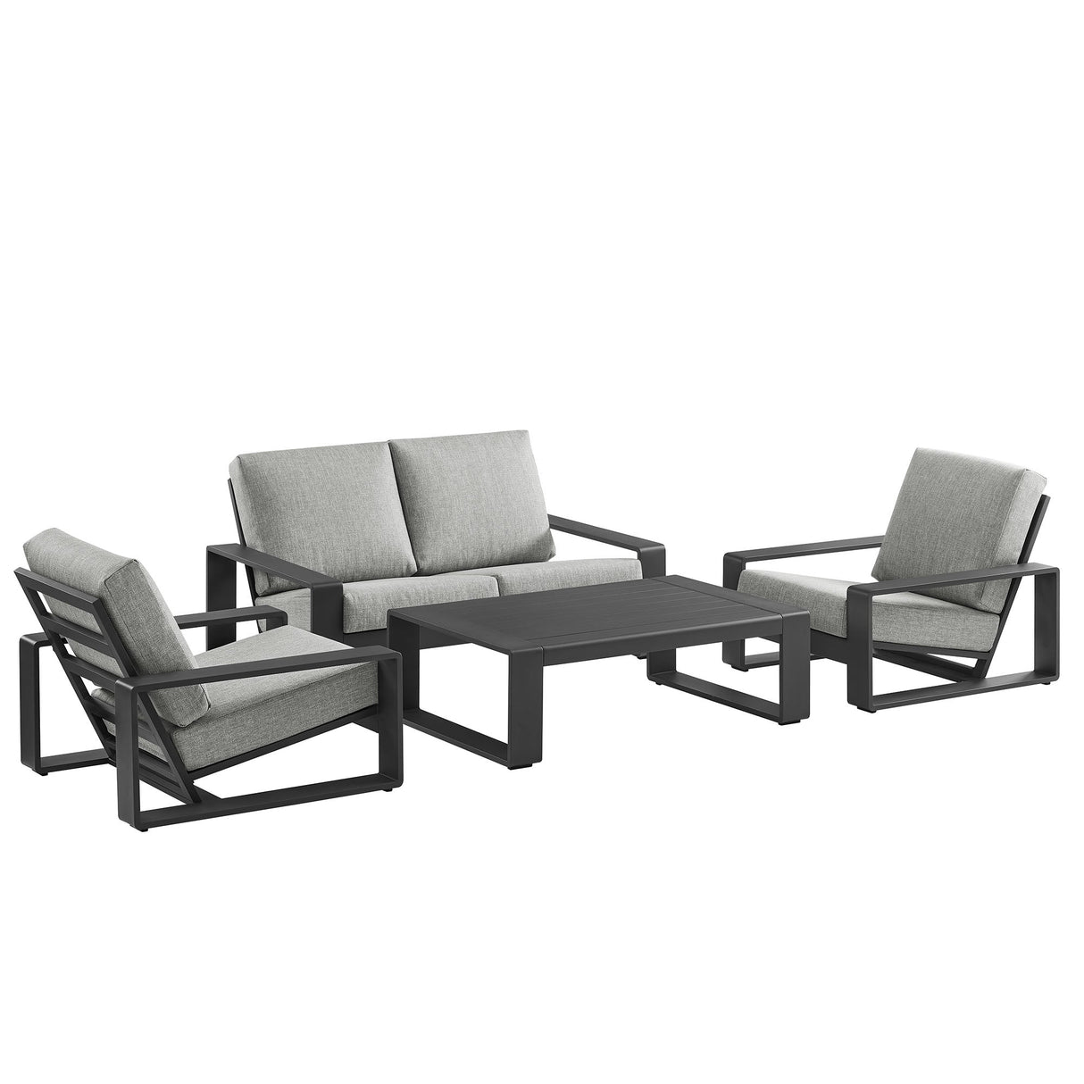 4-Piece Aluminum Patio Conversation Set for Outdoor Use - Compact Cozy Seating