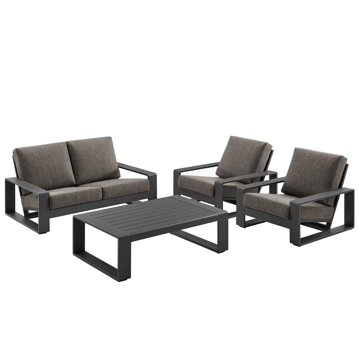 4-Piece Aluminum Patio Conversation Set for Outdoor Use - Compact Cozy Seating