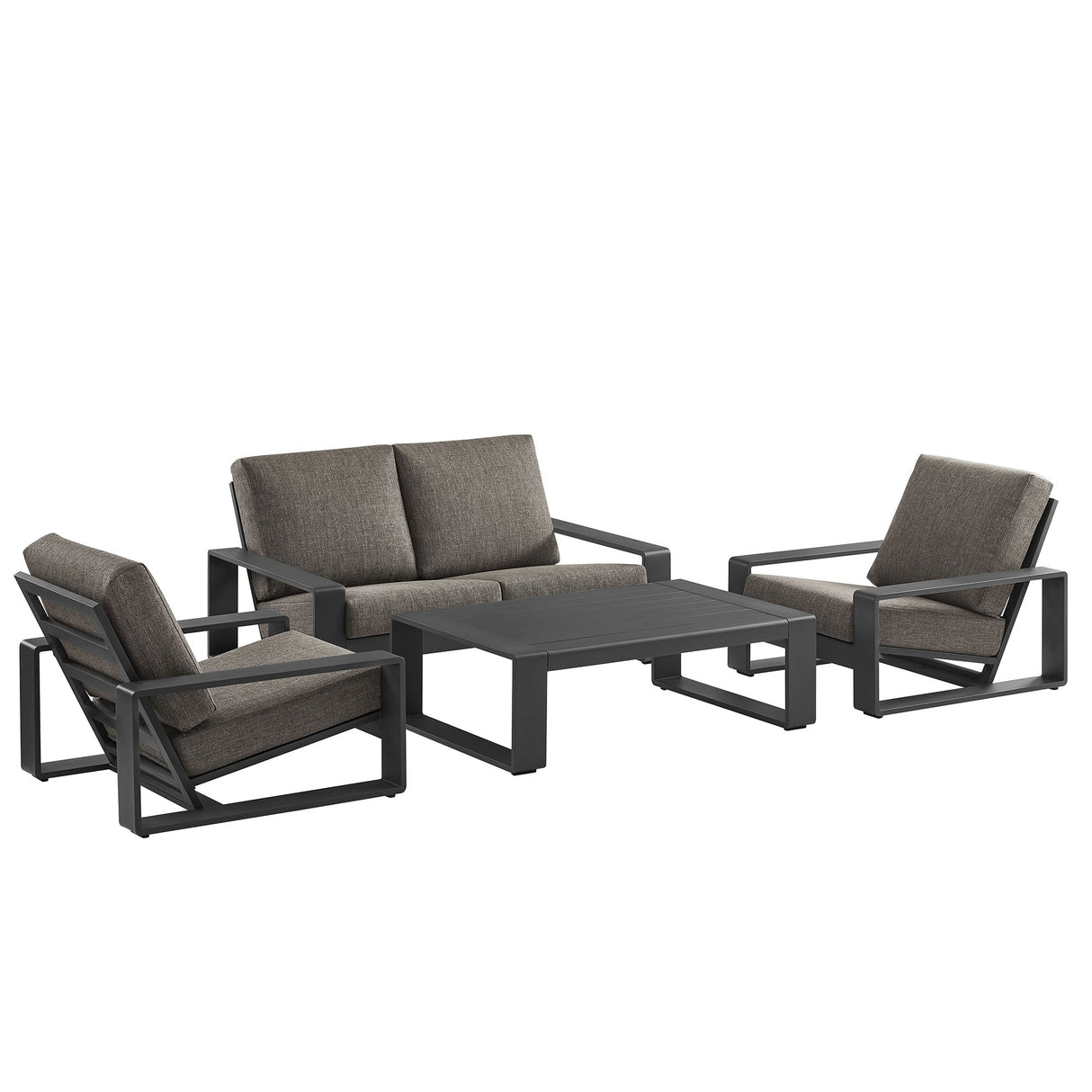 4-Piece Aluminum Patio Conversation Set for Outdoor Use - Compact Cozy Seating