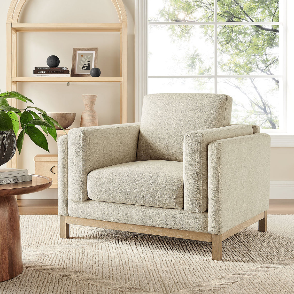 40 Inch Mélange Chenille Fabric Armchair with Kiln-Dried Wood Frame