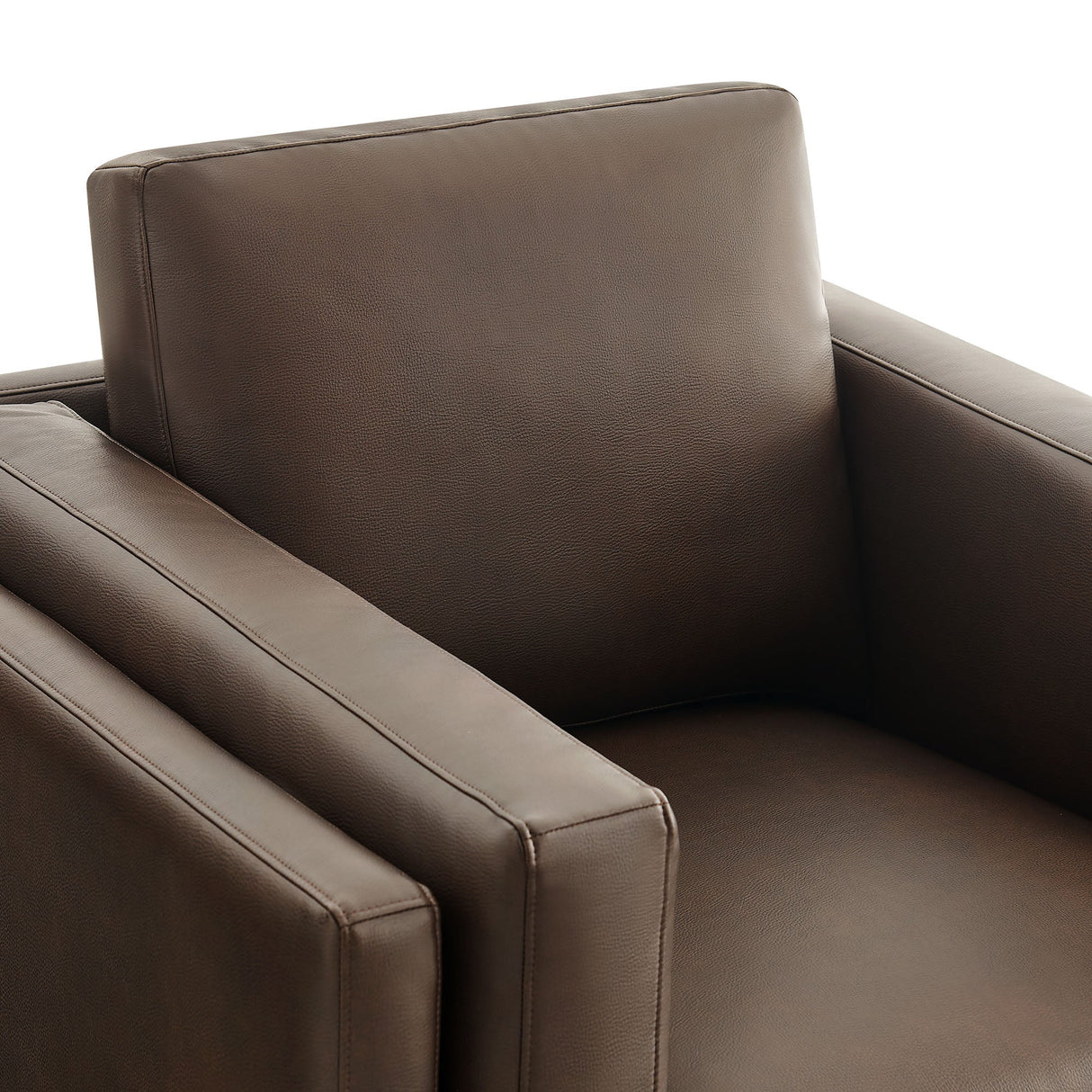 40 Inch Vegan Leather Armchair with Weathered Wood Frame
