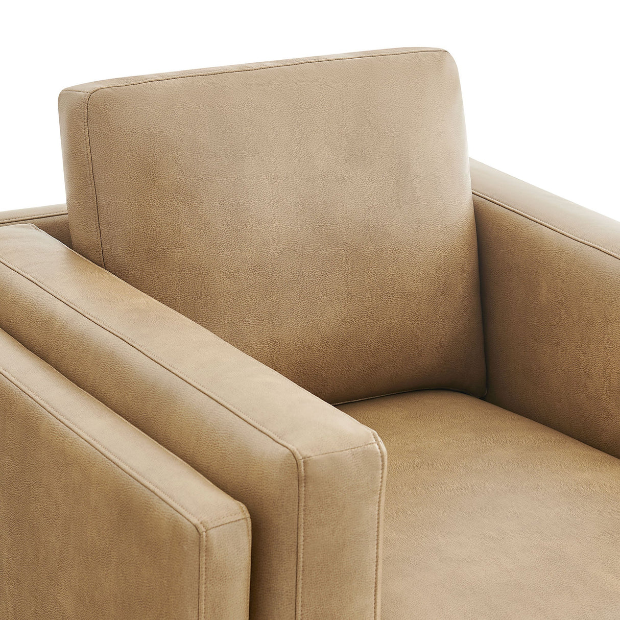 40 Inch Vegan Leather Armchair with Weathered Wood Frame
