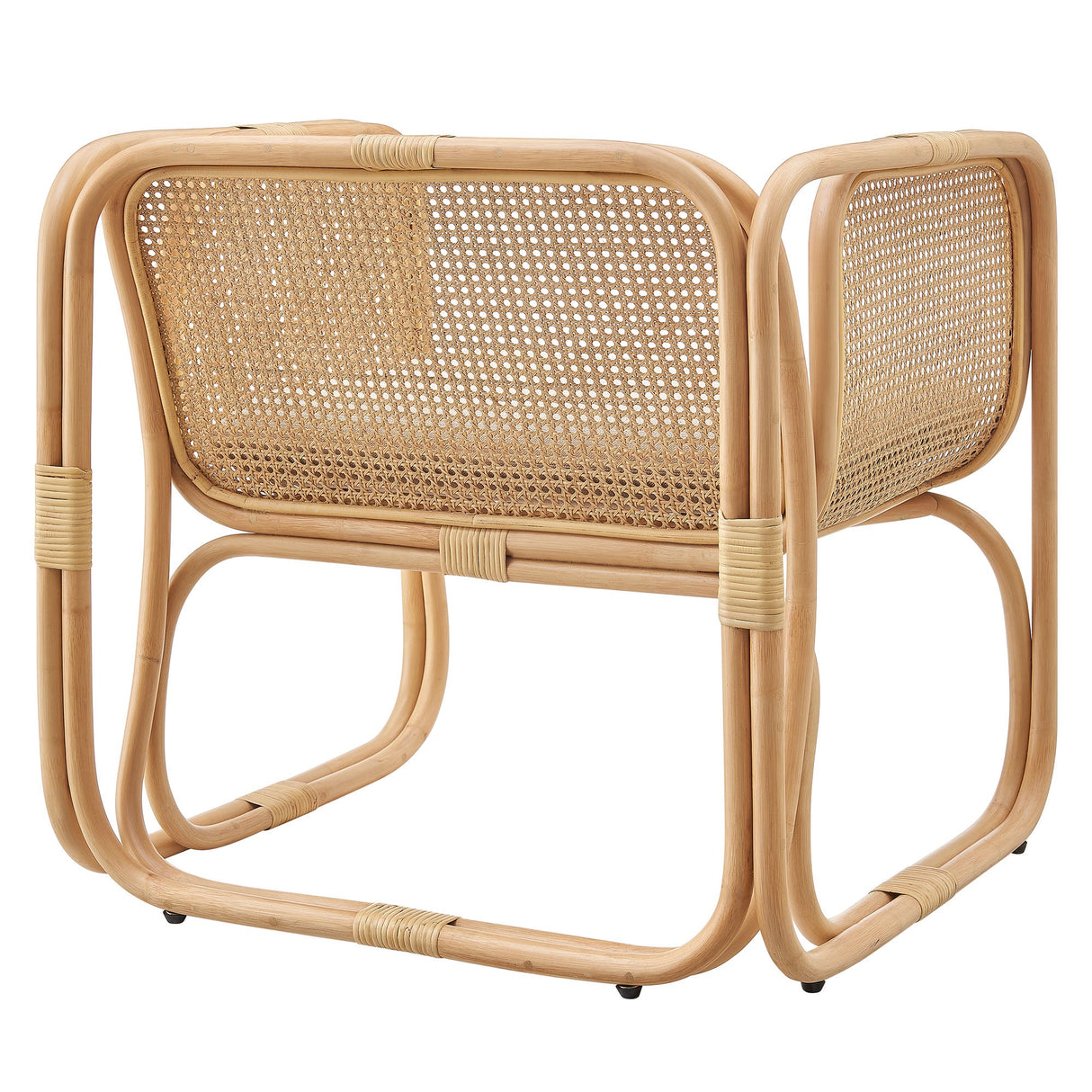 30 Inch Natural Rattan Accent Armchair with Machine Washable Cushion