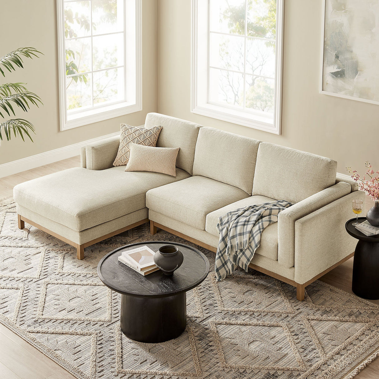 2 Piece 102" Left-Facing Fabric Sectional Sofa with Chaise