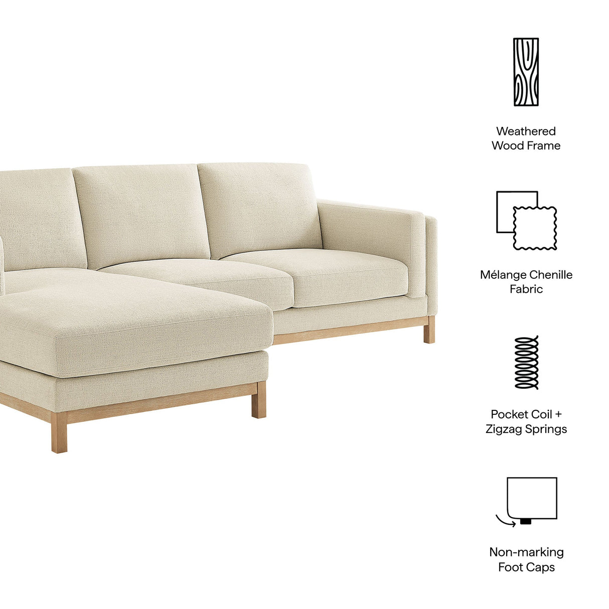 2 Piece 102" Left-Facing Fabric Sectional Sofa with Chaise