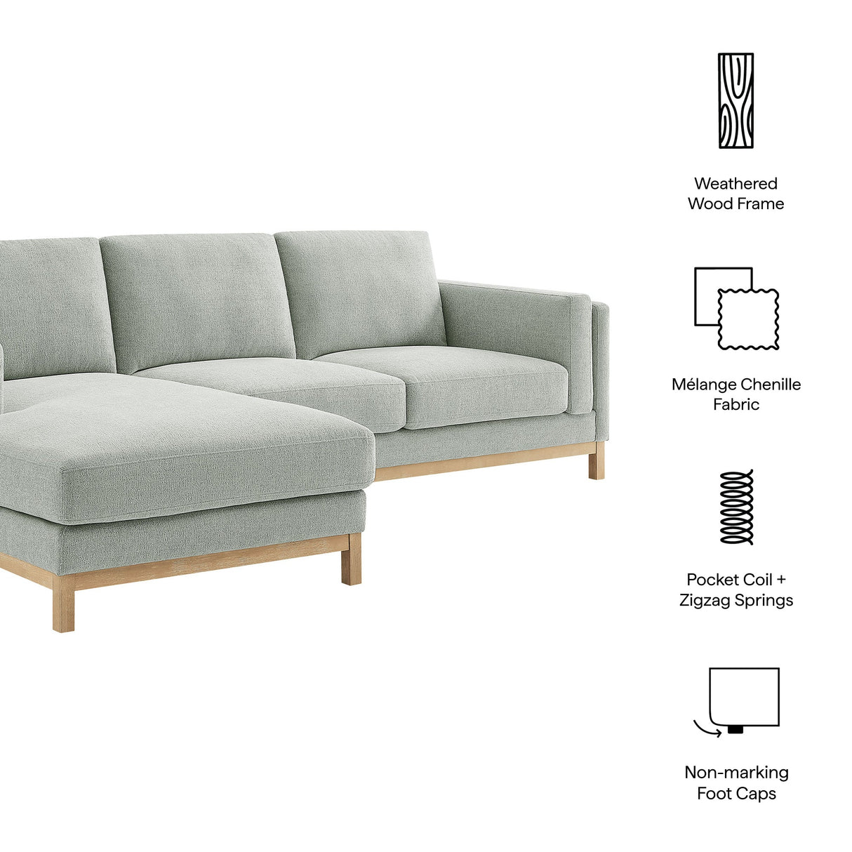 2 Piece 102" Left-Facing Fabric Sectional Sofa with Chaise