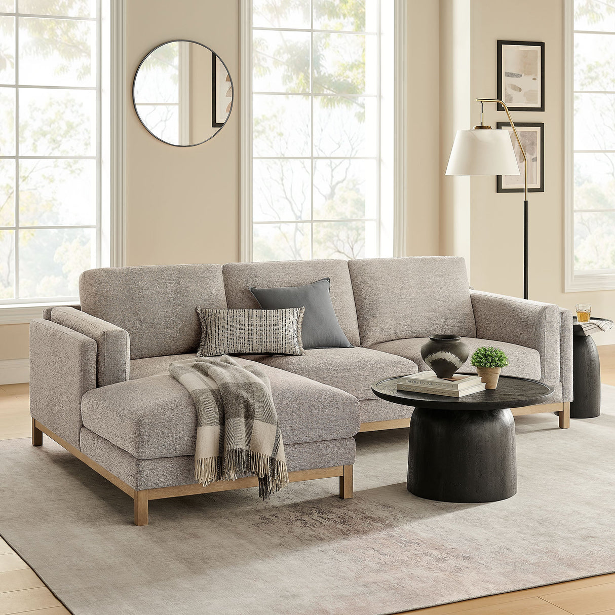 2 Piece 102" Left-Facing Fabric Sectional Sofa with Chaise
