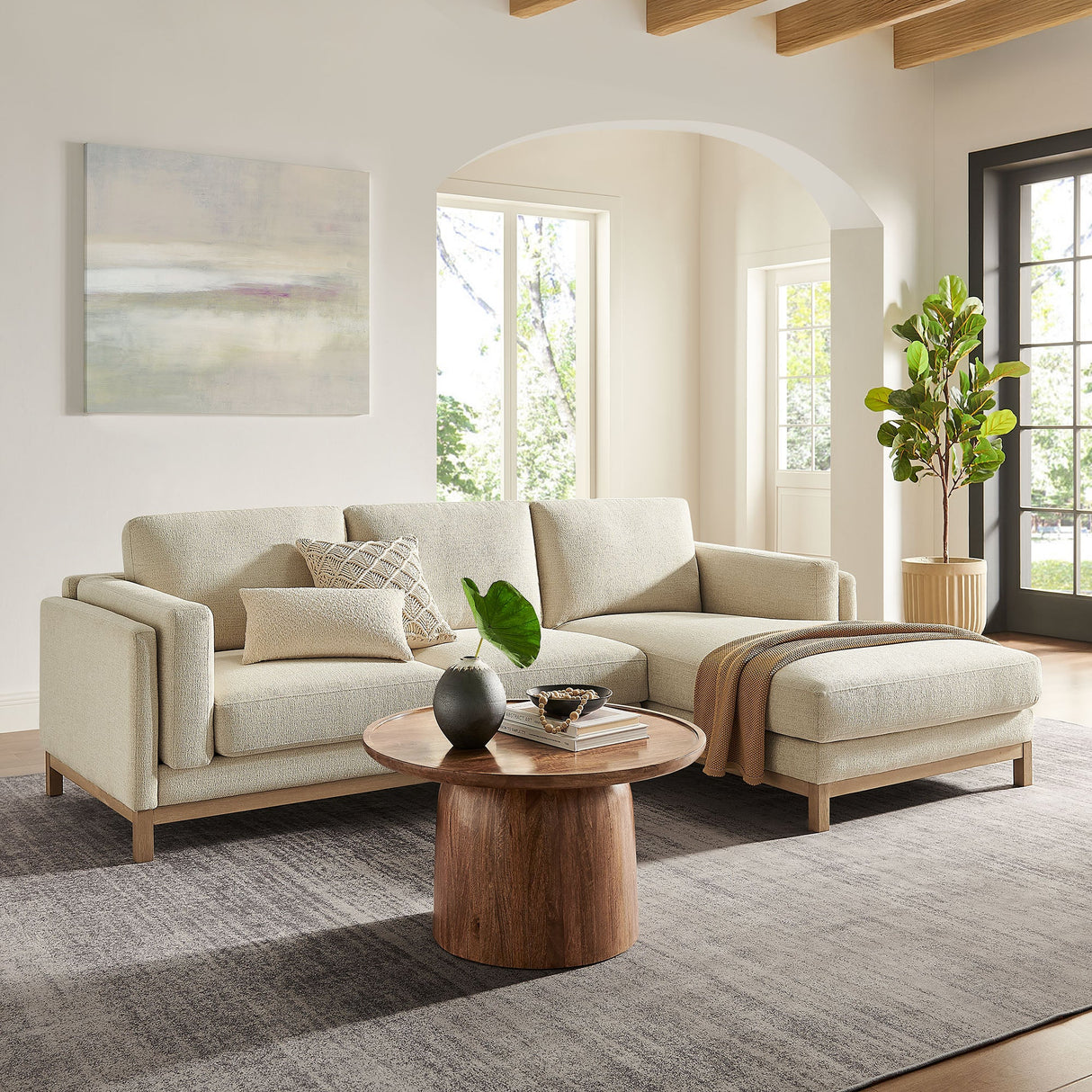 2 Piece 102" Right-Facing Fabric Sectional Sofa with Chaise