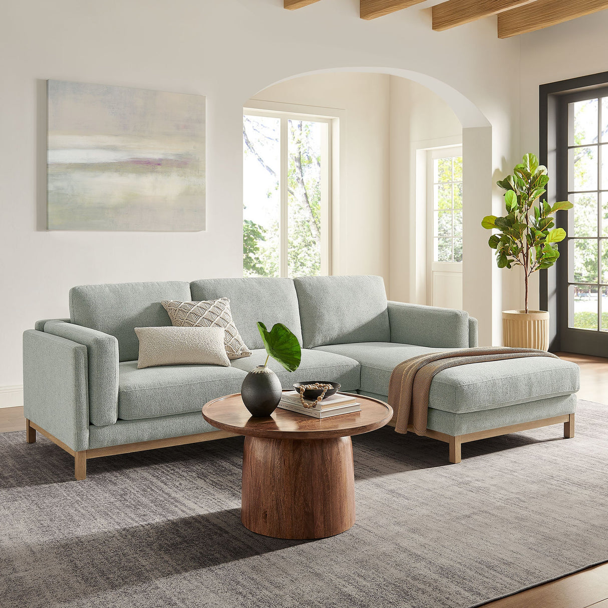 2 Piece 102" Right-Facing Fabric Sectional Sofa with Chaise