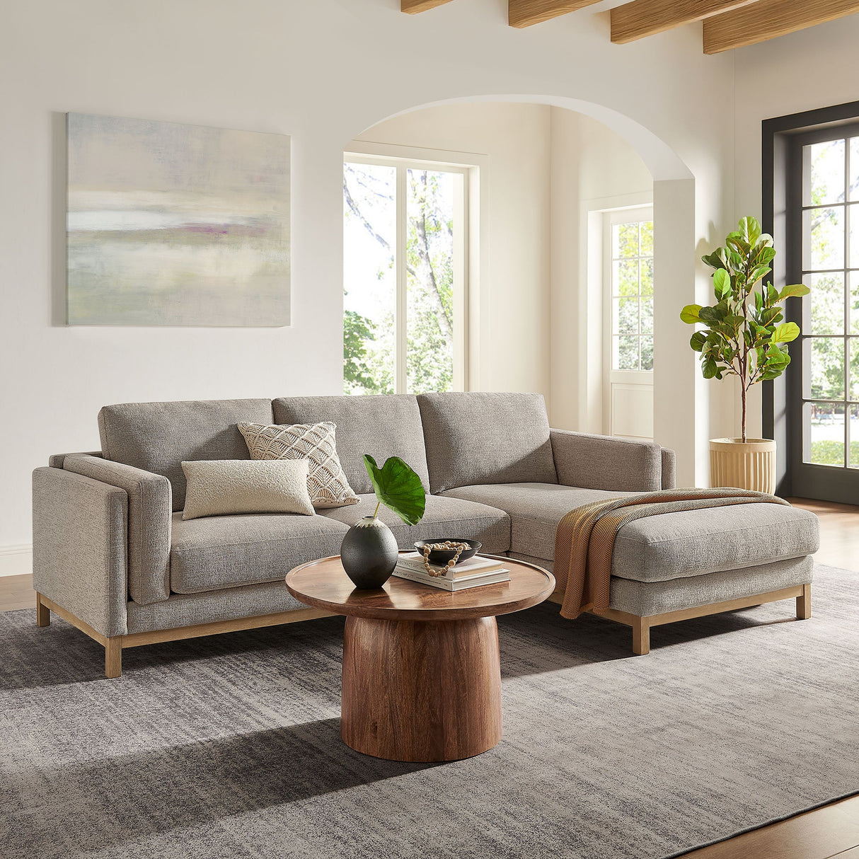 2 Piece 102" Right-Facing Fabric Sectional Sofa with Chaise
