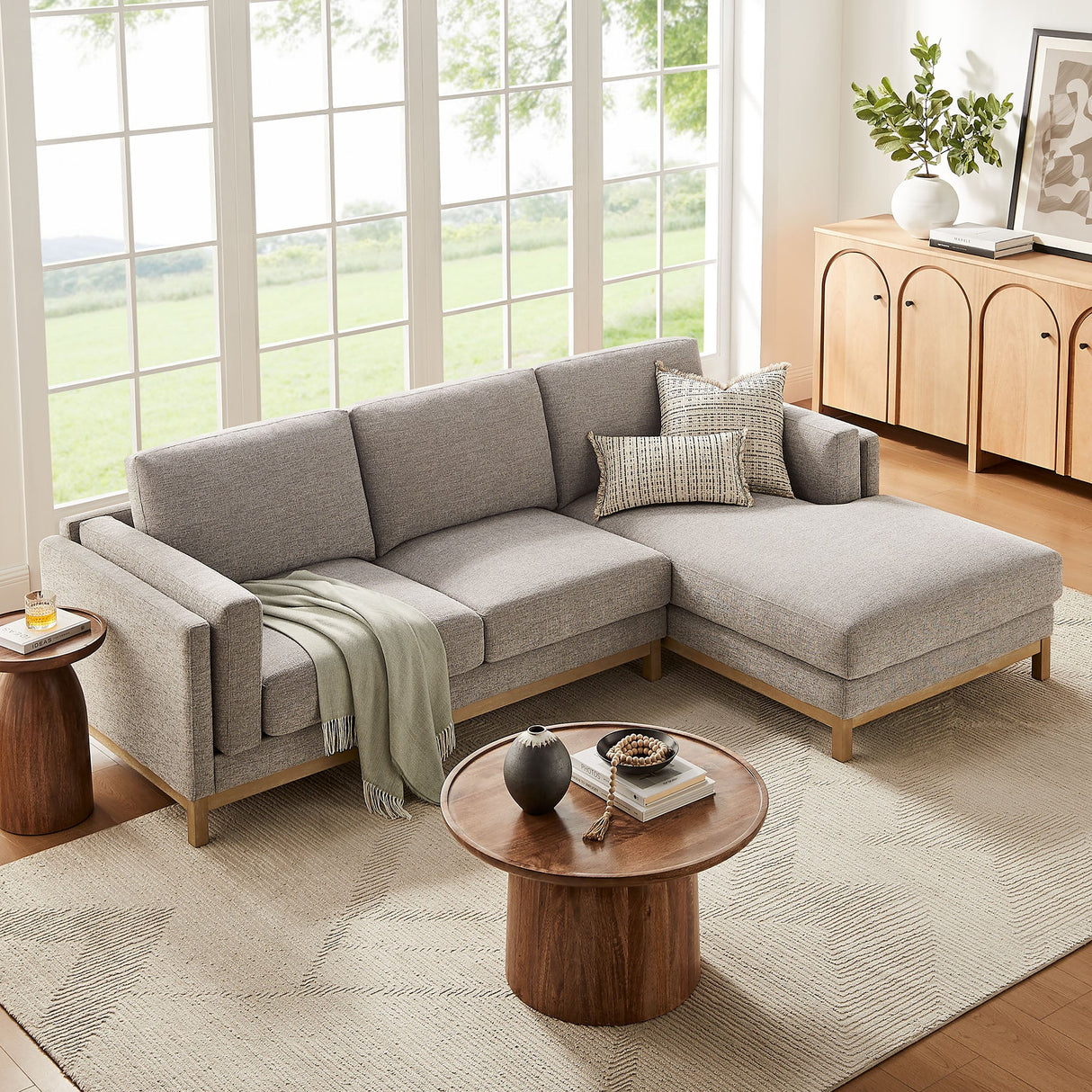 2 Piece 102" Right-Facing Fabric Sectional Sofa with Chaise