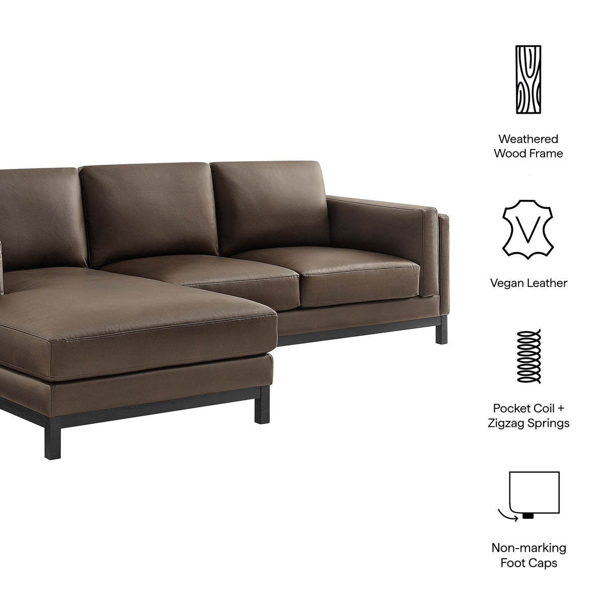 2 Piece 102" Left-Facing Vegan Leather Sectional Sofa with Chaise