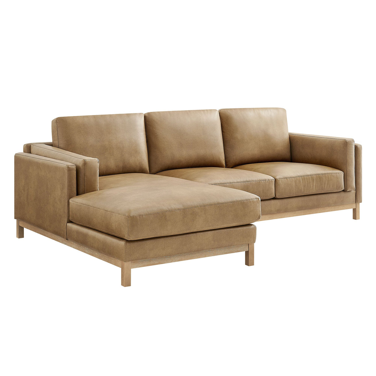 2 Piece 102" Left-Facing Vegan Leather Sectional Sofa with Chaise