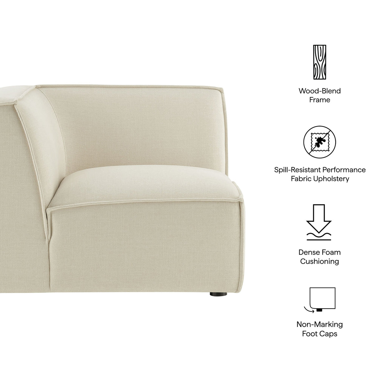 41 Inch Performance Fabric Corner Modular Sectional Armchair