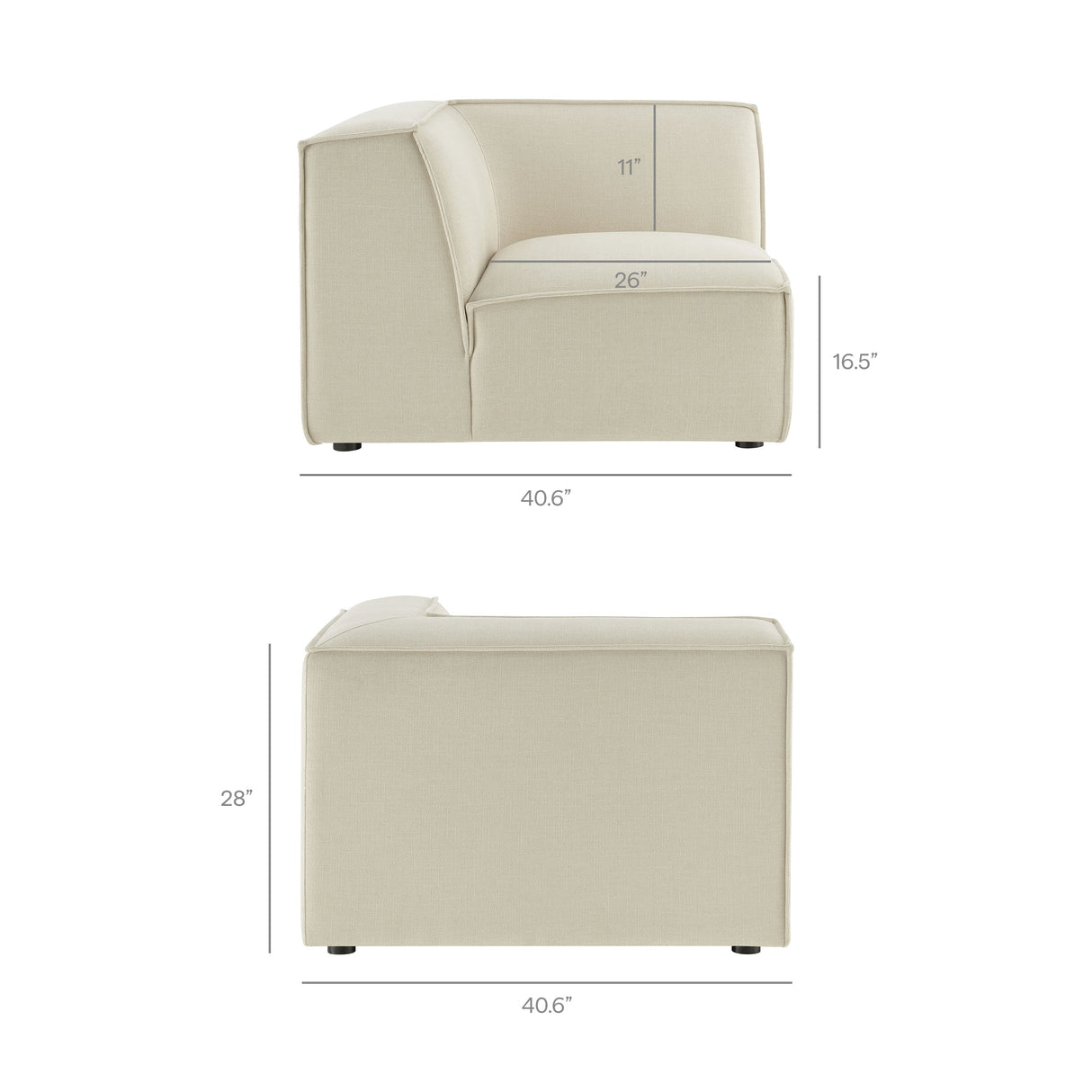 41 Inch Performance Fabric Corner Modular Sectional Armchair