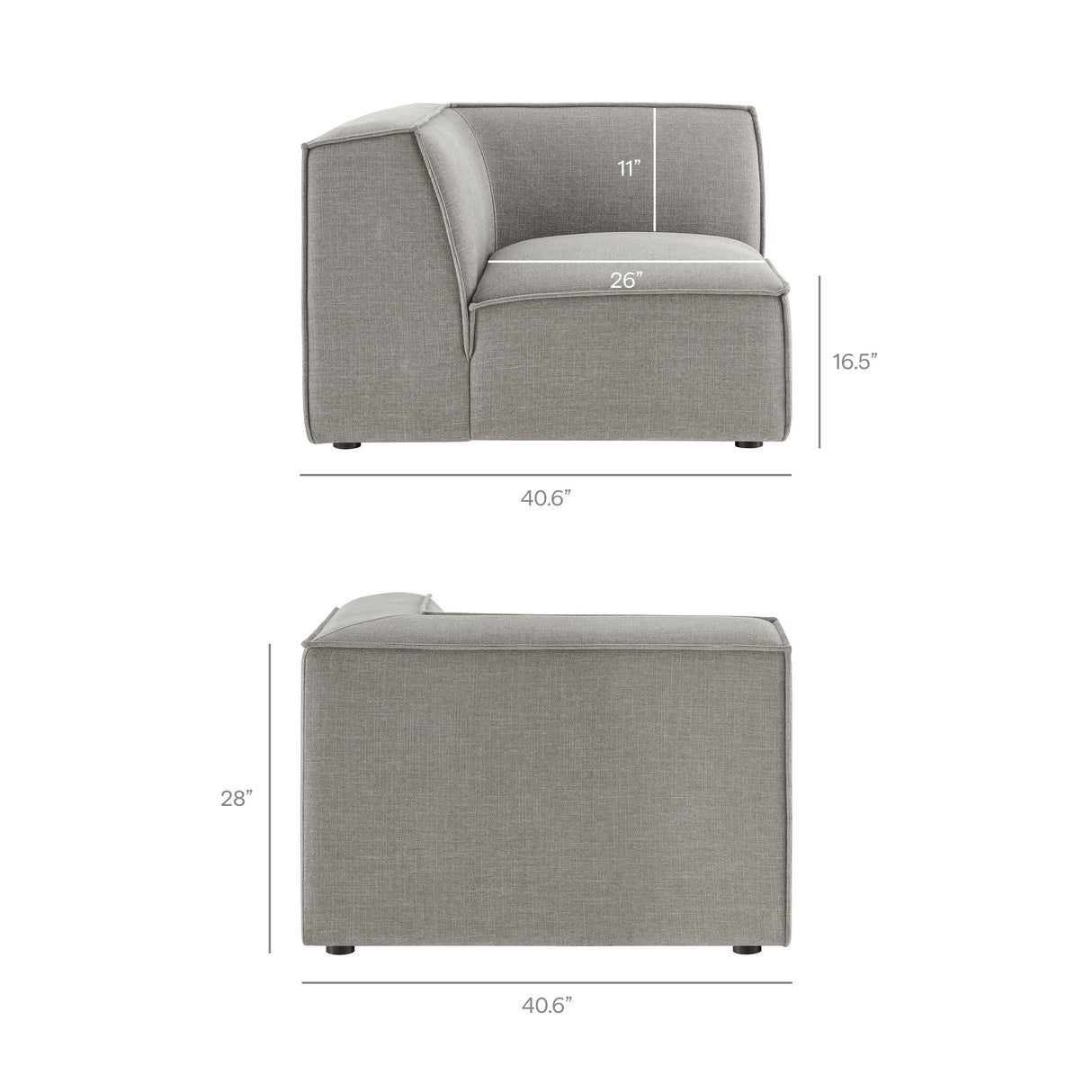 41 Inch Performance Fabric Corner Modular Sectional Armchair
