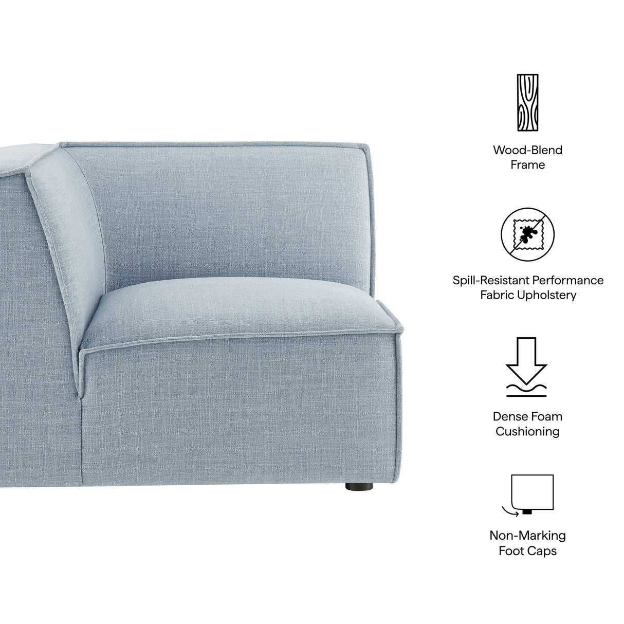 41 Inch Performance Fabric Corner Modular Sectional Armchair