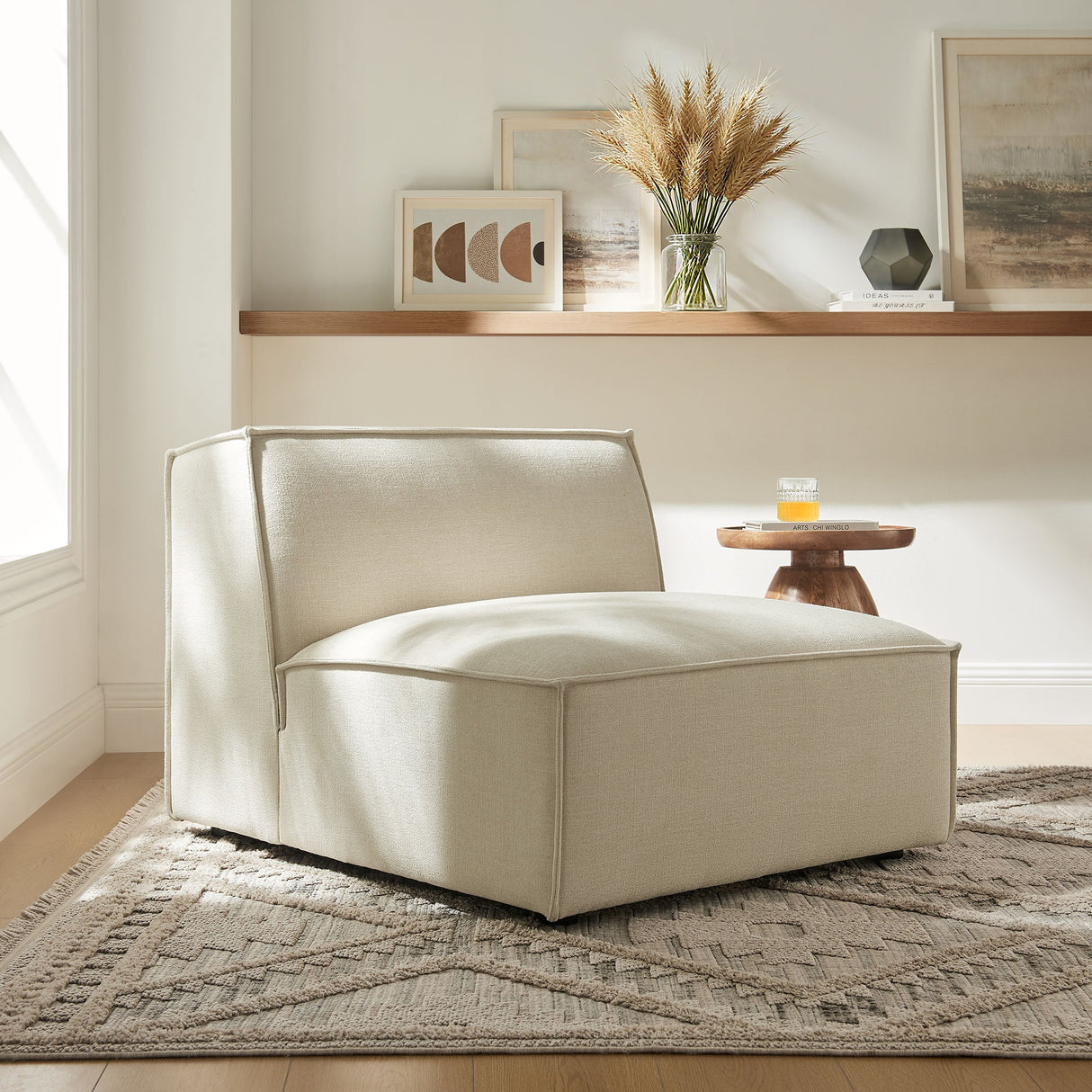 41 Inch Performance Fabric Armless Modular Sectional Chair