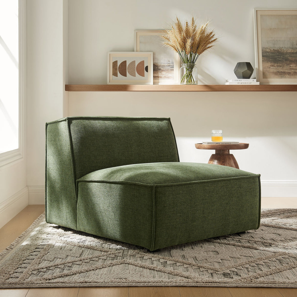 41 Inch Performance Fabric Armless Modular Sectional Chair
