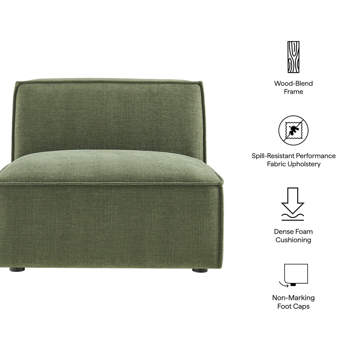 41 Inch Performance Fabric Armless Modular Sectional Chair