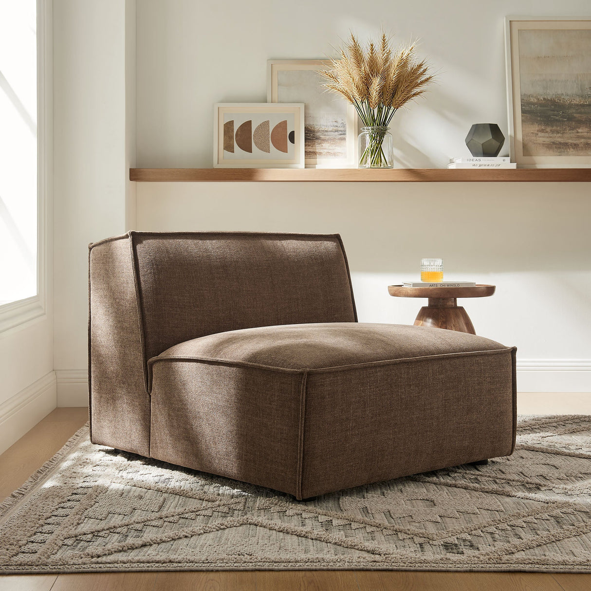 41 Inch Performance Fabric Armless Modular Sectional Chair