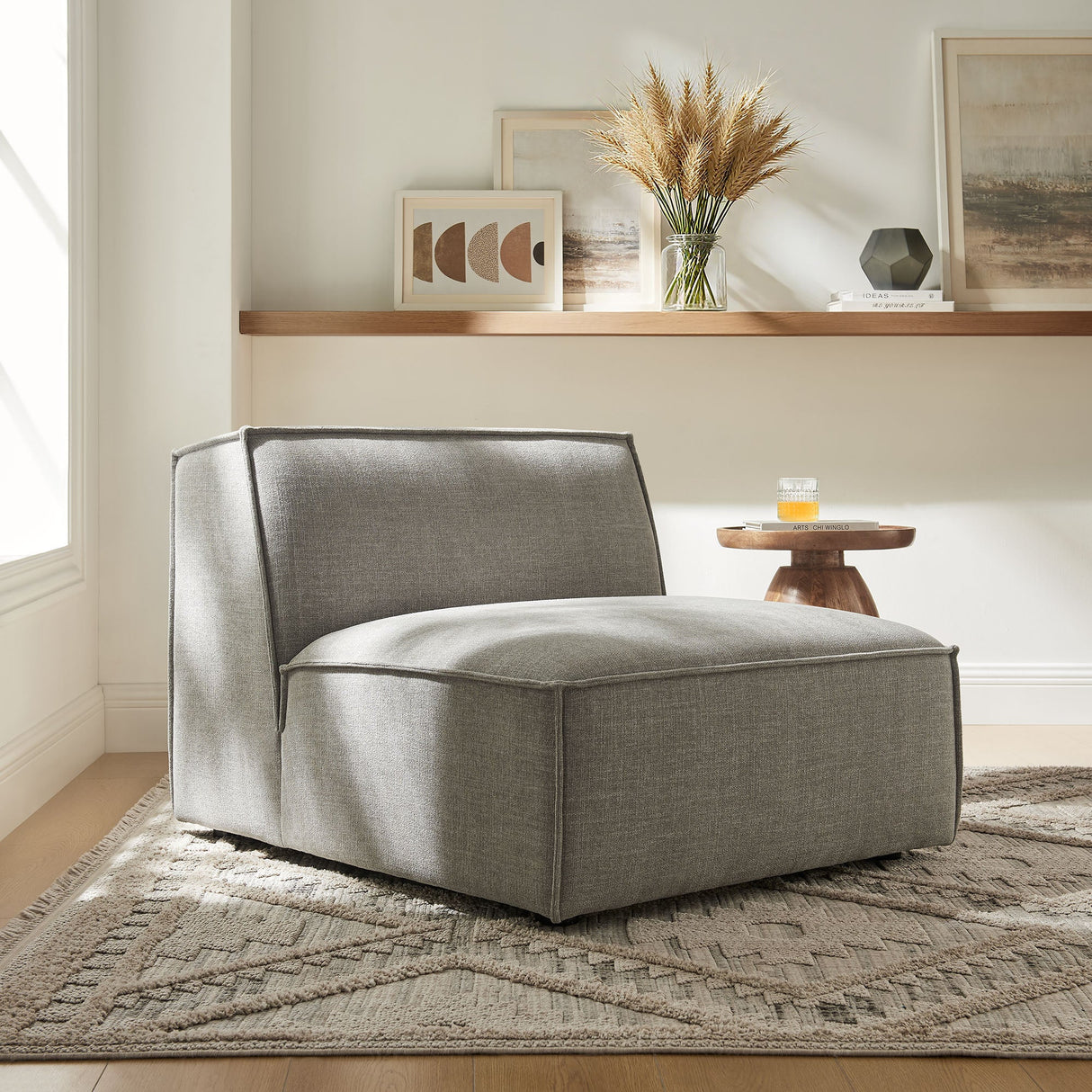 41 Inch Performance Fabric Armless Modular Sectional Chair