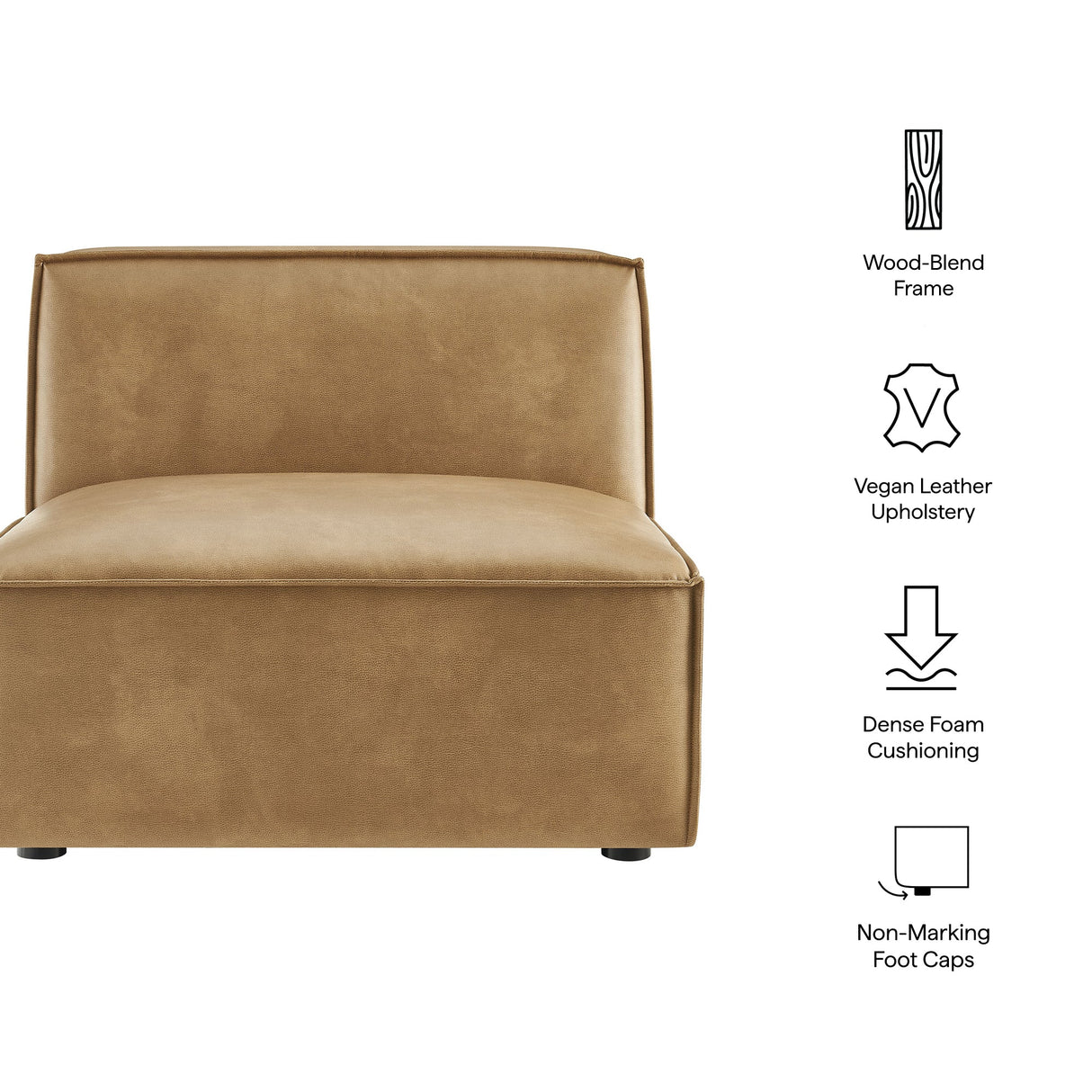 41 Inch Vegan Leather Armless Modular Sectional Chair