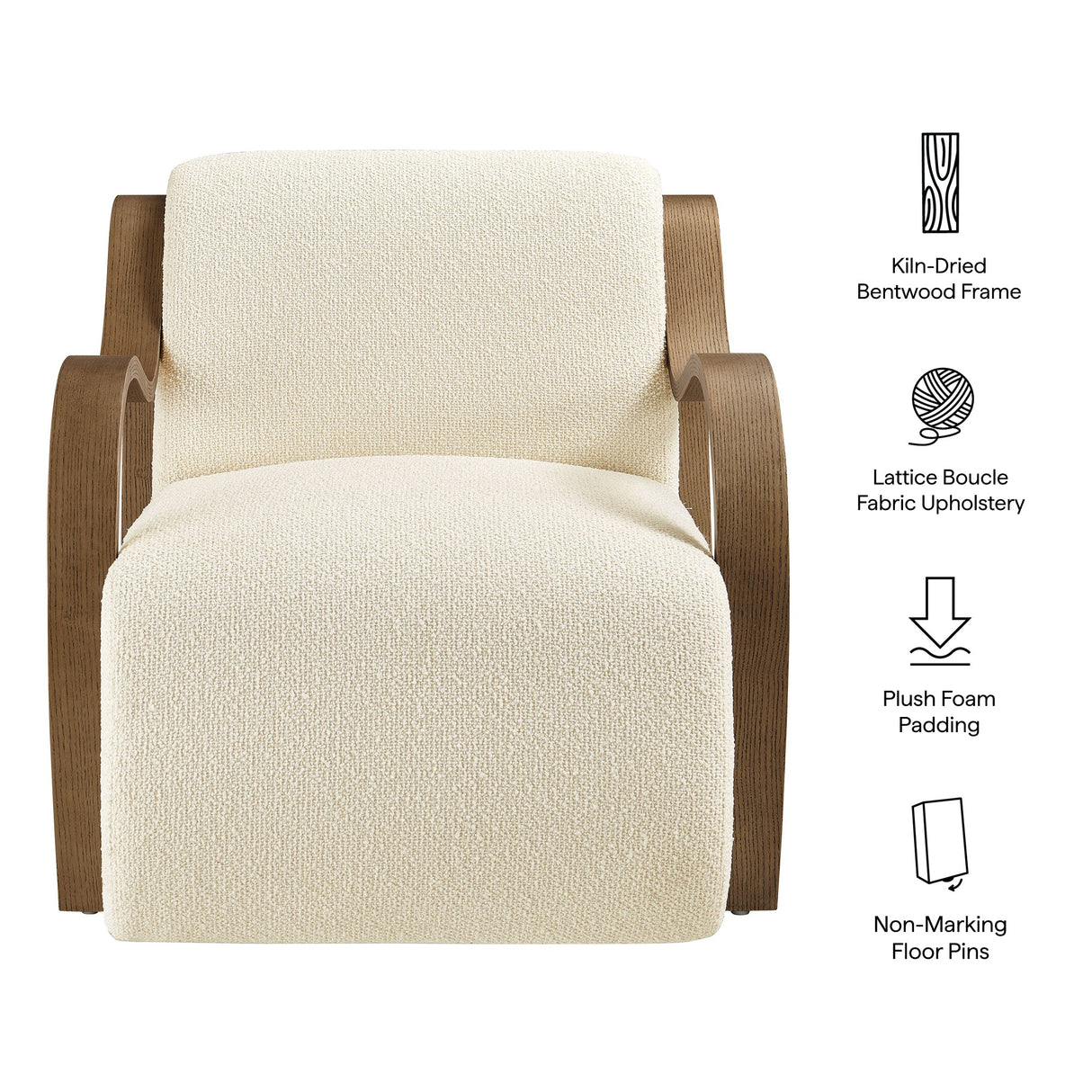 29 Inch Lattice Boucle Fabric Accent Armchair