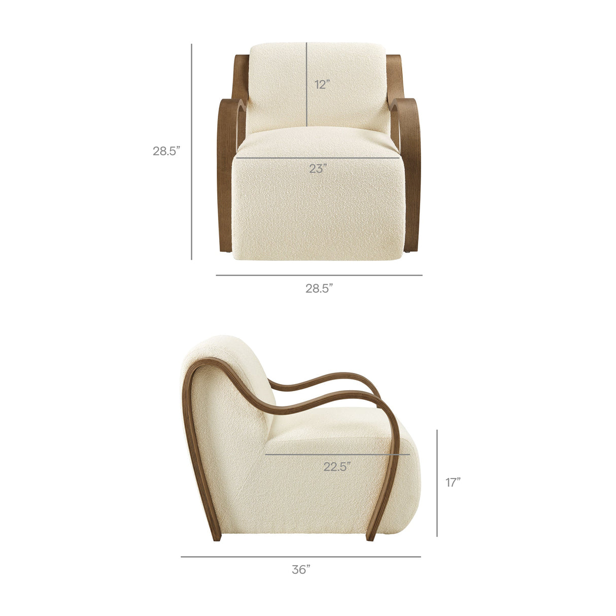 29 Inch Lattice Boucle Fabric Accent Armchair
