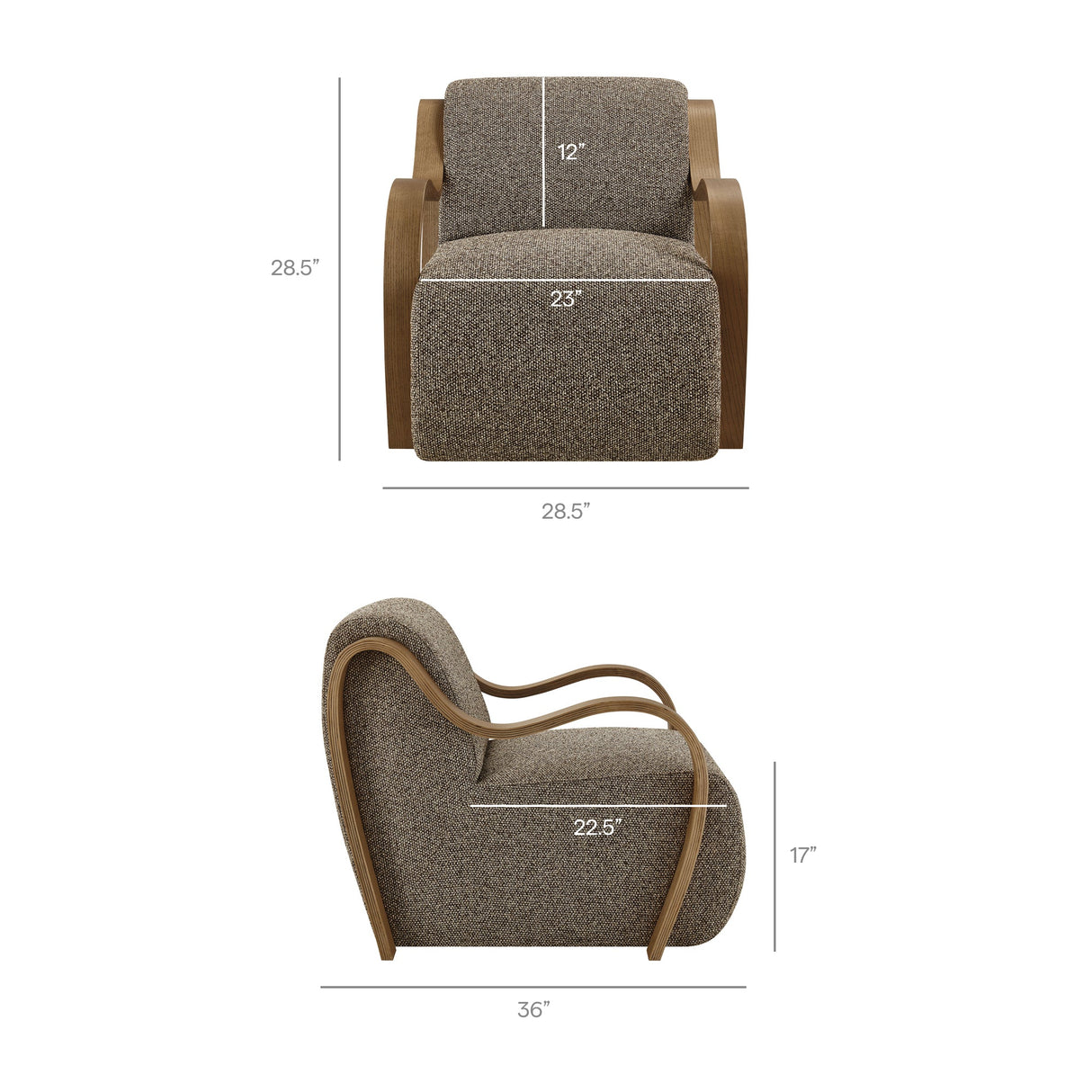 29 Inch Lattice Boucle Fabric Accent Armchair