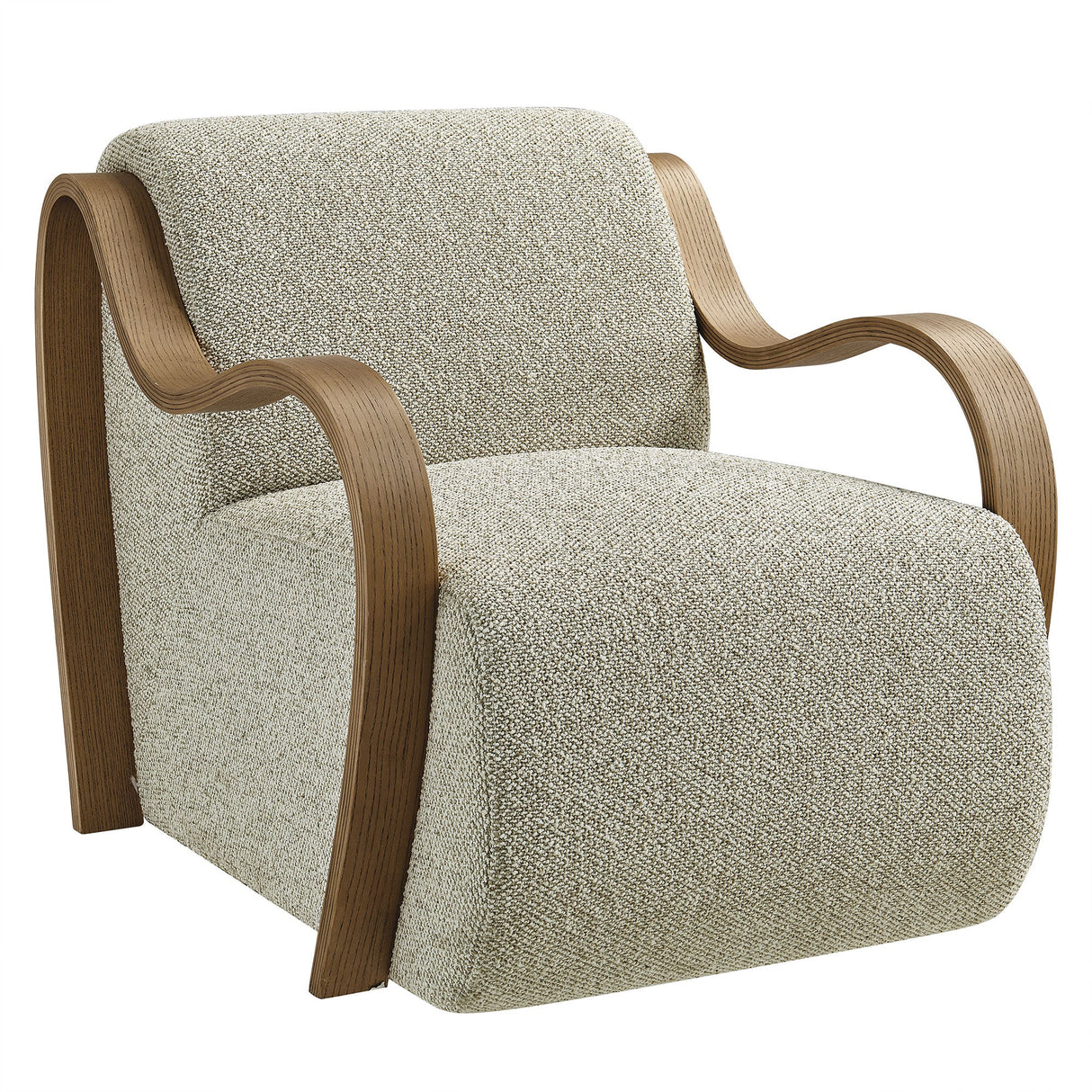 29 Inch Lattice Boucle Fabric Accent Armchair