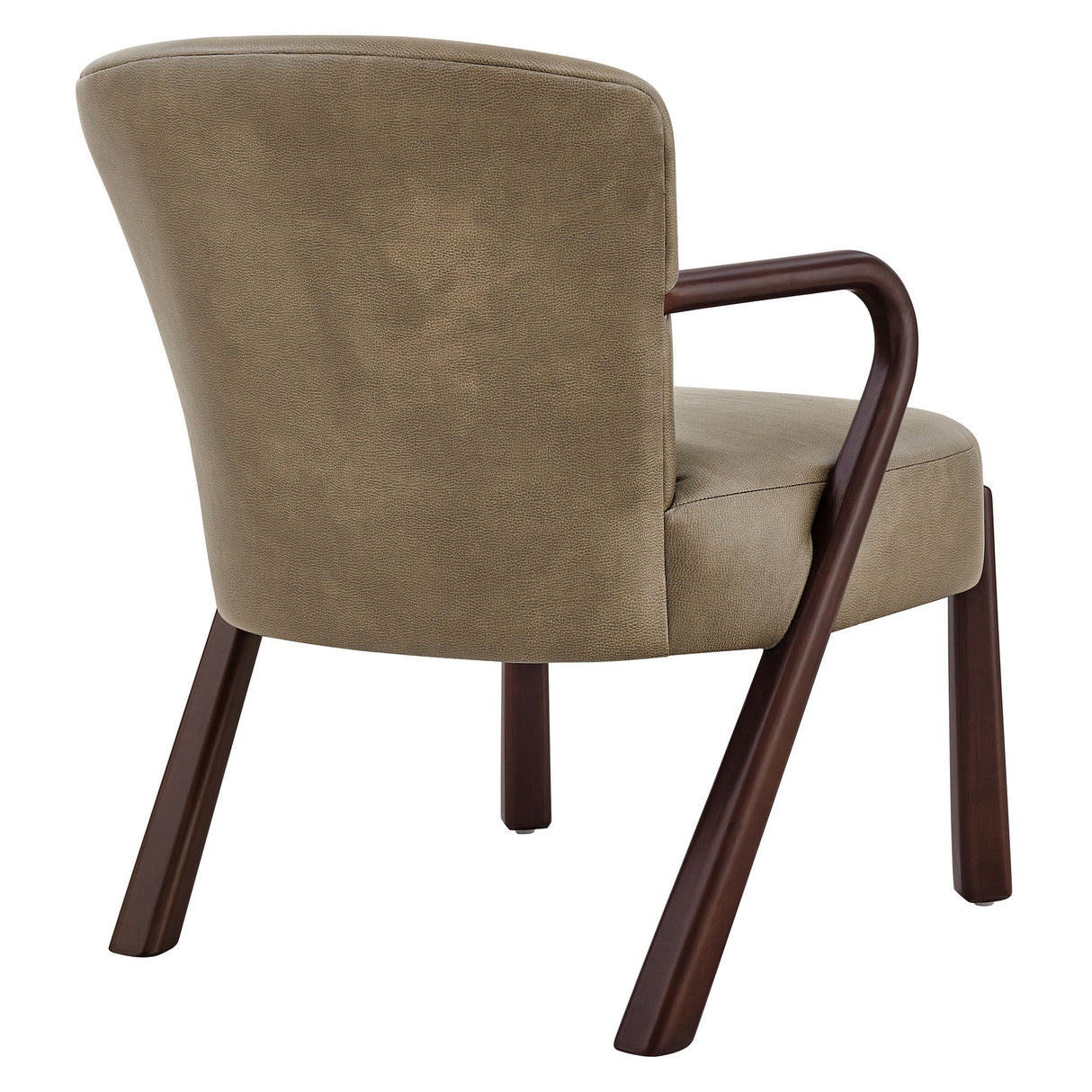 26 Inch Mid-Century Modern Faux Leather Accent Armchair with Sculptural Wood Frame