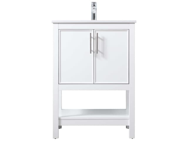 Everett 24 Inch White Single Sink Vanity with Marble Top