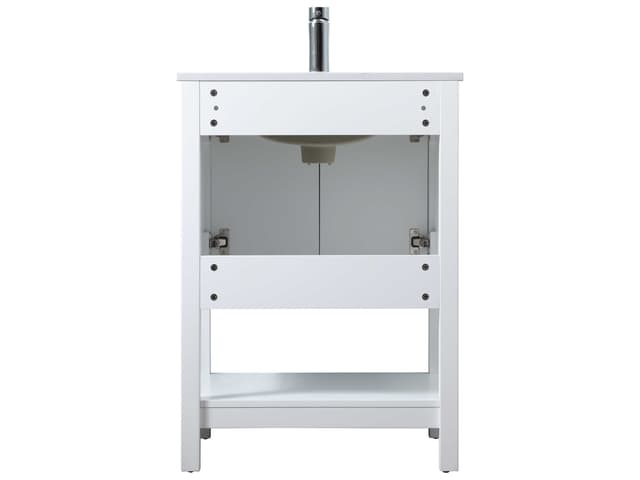 Everett 24 Inch White Single Sink Vanity with Marble Top