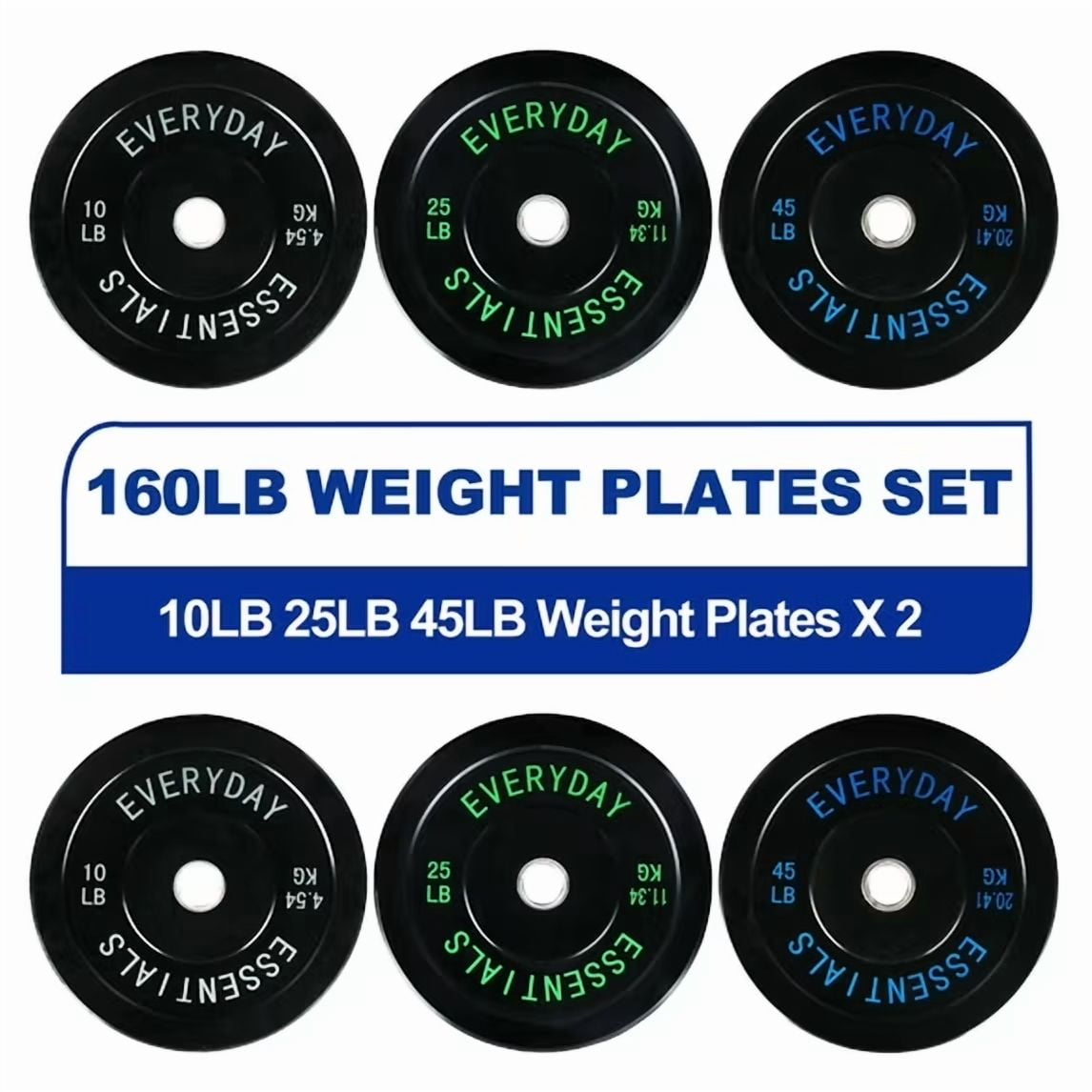INTRTLOCKINGING TILES Olympic Black Rubber Bumper Plate Set